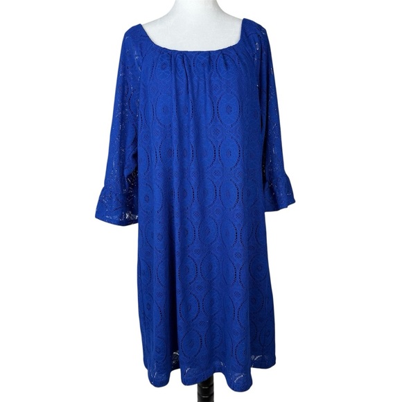 NWOT Chris McLaughlin Crochet Bell Sleeve Midi Dress Size 18W‎ Party Cocktail - Picture 1 of 11